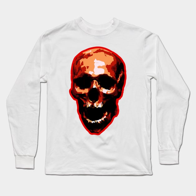 Zed The Red Dead Skeleton Head Long Sleeve T-Shirt by Backwoods Design Co